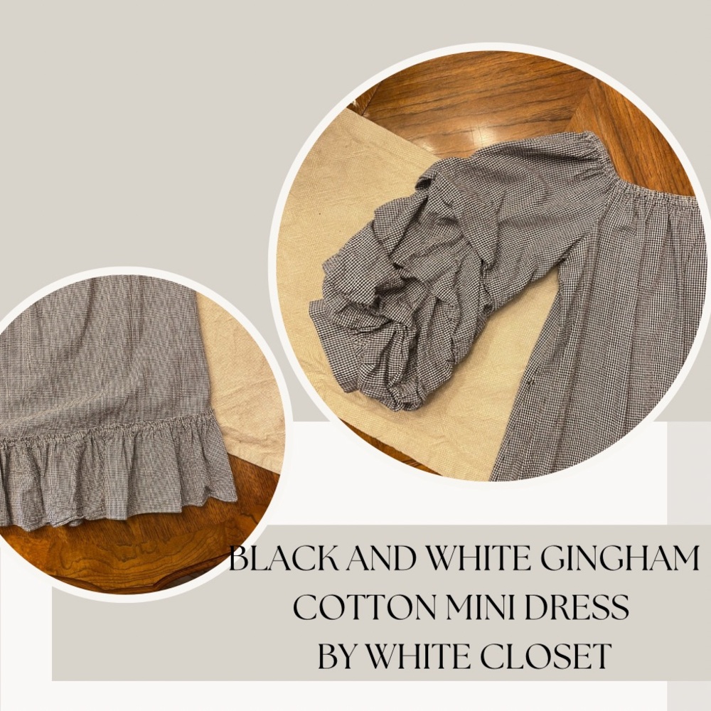 BLACK AND WHITE GINGHAM COTTON MINI DRESS 
BY WHITE CLOSET